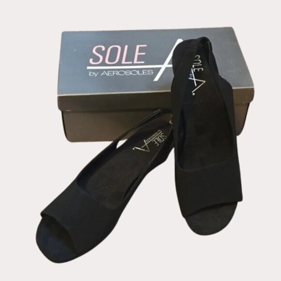Aerosoles Icon Black Fabric Open Toe Sandals sz 9 M NEW IOB - Picture 1 of 11